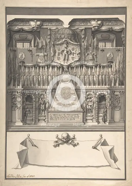 Memorial Decoration for the Interior of a Building to Honor the Deceased Ernst Ludwig,1725,1702-36. Creator: Alessandro Rossini.