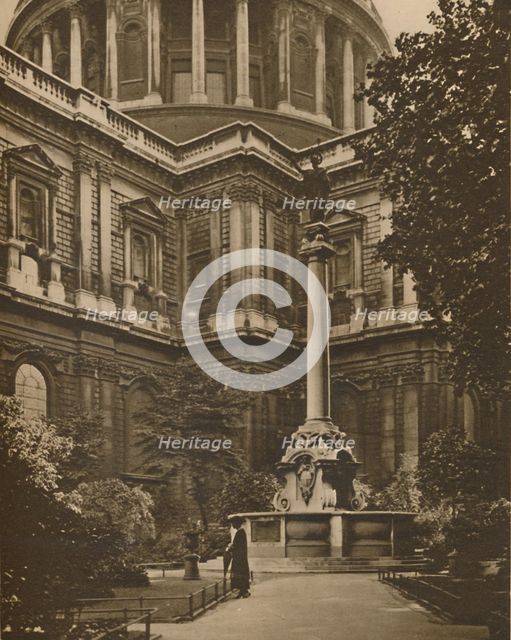 'Memorial in St. Paul's Churchyard of the Cross Destroyed By The Roundheads', c1935. Creator: Donald McLeish.