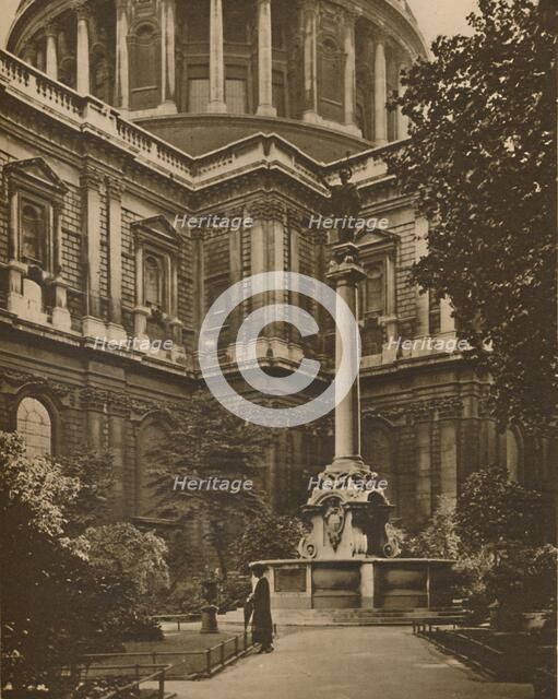 'Memorial in St. Paul's Churchyard of the Cross Destroyed By The Roundheads', c1935. Creator: Donald McLeish.