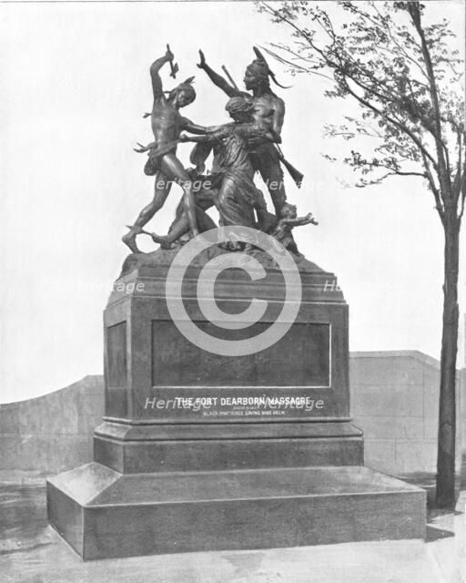 Memorial of the Fort Dearborn Massacre, Chicago, Illinois, USA, c1900.  Creator: Unknown.