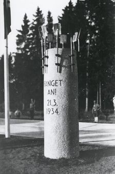 Memorial stone marking construction of the Munich to Salzburg motorway, 1934