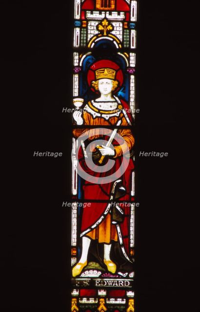 Memorial window in church to King Edward, Corfe Castle, Dorset, 20th century. Artist: CM Dixon.