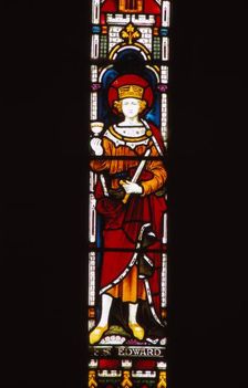 Memorial window in church to King Edward, Corfe Castle, Dorset, 20th century. Artist: CM Dixon