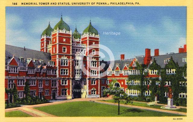 Memorial Tower, University of Pennsylvania, Philadelphia, USA, 1933. Artist: Unknown
