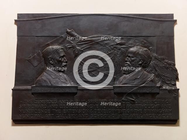 Memorial Tablet of Sir Richard and George Tangye, 1908. Creator: William Robert Colton.