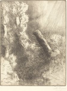 Memories of Fountainebleau in the Rain (Souvenir de Fountainebleau (Effet de pluie)). Creator: Alphonse Legros