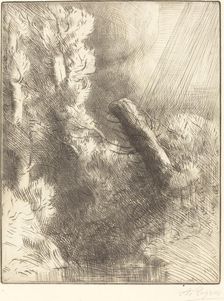 Memories of Fountainebleau in the Rain (Souvenir de Fountainebleau (Effet de pluie)). Creator: Alphonse Legros