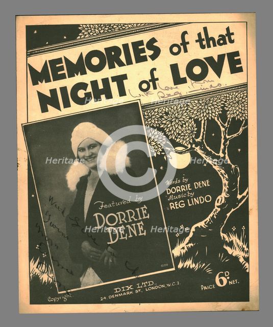 Memories of that Night of Love, c1930s. Creator: Unknown.