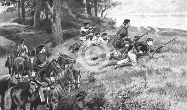 ''Men of the new regiment of Mounted Infantry at drill at Aldershot', 1888. Creator: Unknown.