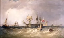 Men-of-War off Portsmouth Hampshire, 1855. Artist: Clarkson Stanfield
