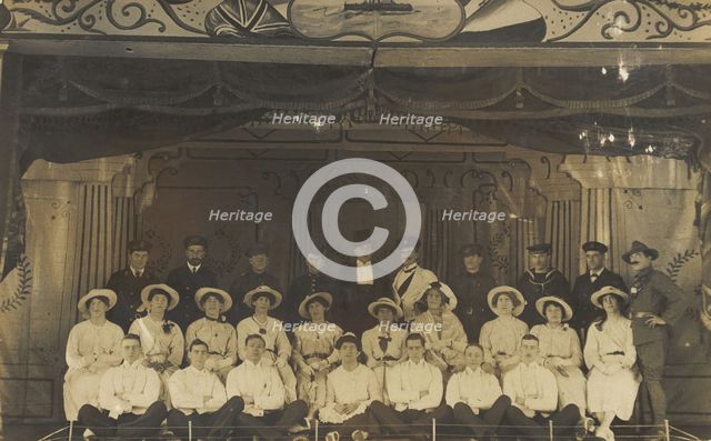 Men on a large stage set, [between 1910 and 1919 and between 1920 and 1929?]. Creator: Unknown.