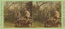 Men on logs, about 1865. Creator: London Stereoscopic & Photographic Co