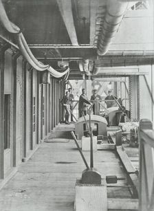 Men on the Hydraulic Lever Platform of the Woolwich Ferry, London, 1896