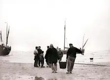 Men on the shore, Scheveningen, Netherlands, 1898.Artist: James Batkin