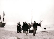Men on the shore, Scheveningen, Netherlands, 1898.Artist: James Batkin