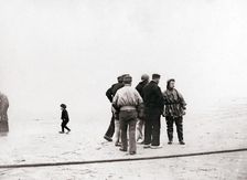 Men on the shore, Scheveningen, Netherlands, 1898.Artist: James Batkin