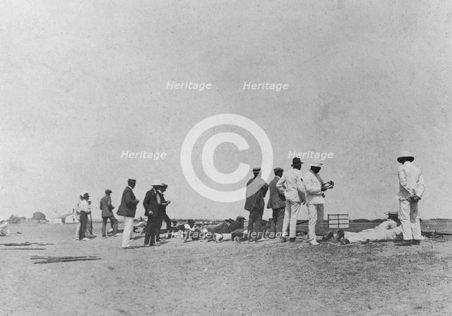 Men at a rifle range, 20th century. Artist: Unknown