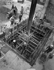 Men at work at a construction site, Gainsborough, Lincolnshire, 1960. Creator: Michael Walters