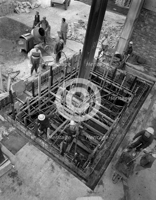Men at work at a construction site, Gainsborough, Lincolnshire, 1960. Creator: Michael Walters.