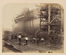 Men at Work Beside the Launching Chains of the "Great Eastern", November 18, 1857. Creator: Robert Howlett