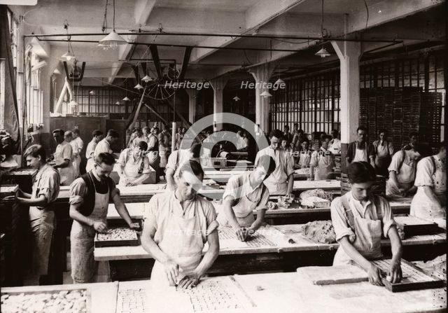 Men at work in the Almond Paste Room, Rowntree factory, York, Yorkshire, 1912. Artist: Unknown