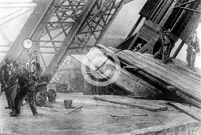 Men at work on the Eiffel Tower, Paris, 1888-1889. Creator: Unknown.