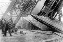Men at work on the Eiffel Tower, Paris, 1888-1889. Creator: Unknown