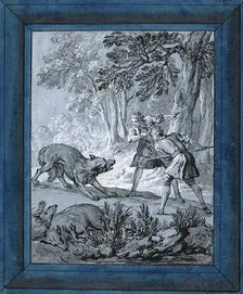 Men Attacking Wolves ("Rien de Trop III"), 1732. Creator: Jean-Baptiste Oudry