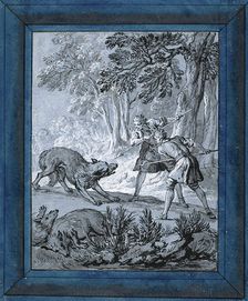 Men Attacking Wolves ("Rien de Trop III"), 1732. Creator: Jean-Baptiste Oudry