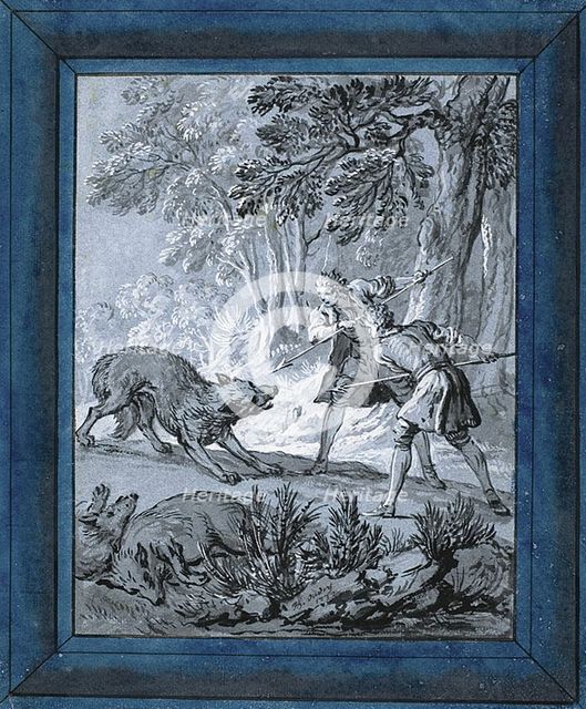 Men Attacking Wolves ("Rien de Trop III"), 1732. Creator: Jean-Baptiste Oudry.
