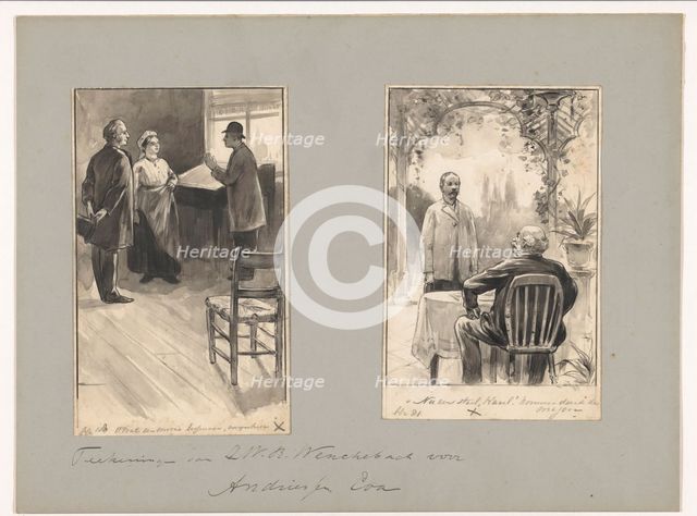 Men and wife with a desk and man on a terrace, in or before 1883-c.1904. Creator: Willem Wenckebach.