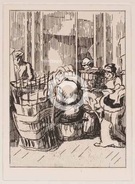 Men and Women with Baskets, c1930s. Creator: Thérèse Lessore.