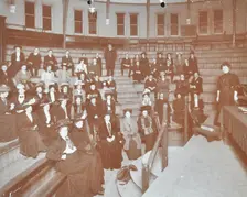 Men and women attending a literature class, Hackney Downs Secondary School, London, 1908