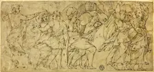 Men and Women Carrying Barrels and Bundles, n.d. Creator: Unknown