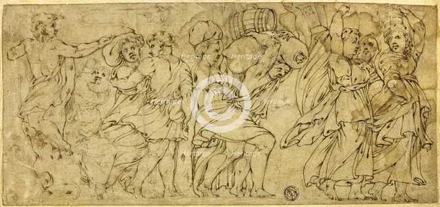 Men and Women Carrying Barrels and Bundles, n.d. Creator: Unknown.