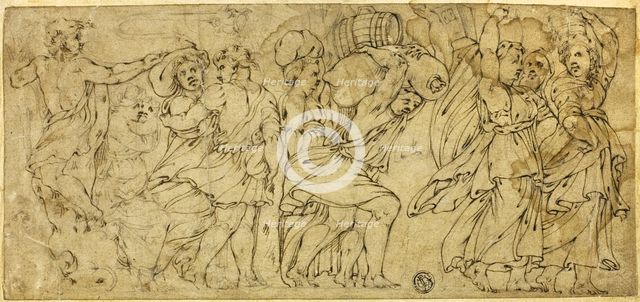 Men and Women Carrying Barrels and Bundles, n.d. Creator: Unknown.