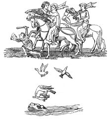 Men and Women in the act of Hawking, 14th century, (1833)