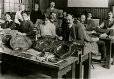 Men and women in tinsmithing and plating class, within 20 miles of Barry, before 19 Creator: Unknown