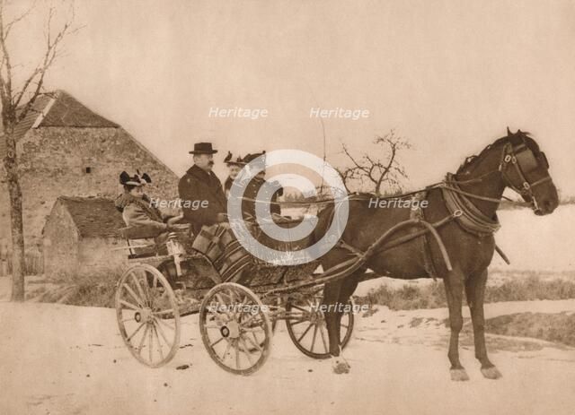 'Men and women in a horse-drawn carriage', 1937. Artist: Louis Guichard.