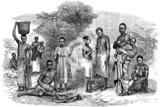 Men and women of the Manganja and Ajawa tribes, from the Zambesi Country, in Africa, 1864. Creator: Unknown.