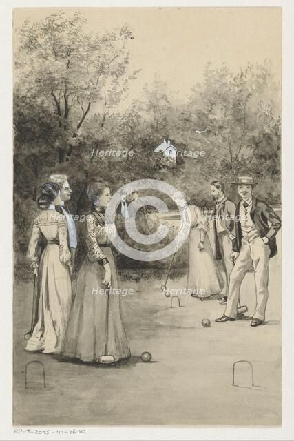 Men and women play croquet, 1905 or earlier.  Creator: Anna Maria Kruijff.