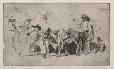 Men and Donkeys, Rome, 1880. Creator: Robert Frederick Blum (American, 1857-1903)