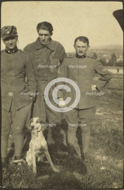 Men and dog, 1915-1930. Creator: Fédèle Azari.