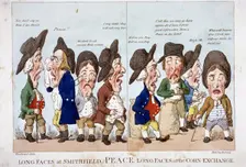 Men bemoaning peace Corn Exchange, London, 1815. Artist: Piercy Roberts