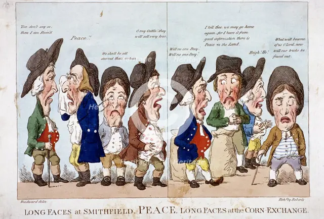 'Men bemoaning peace', Corn Exchange, London, 1815. Artist: Piercy Roberts