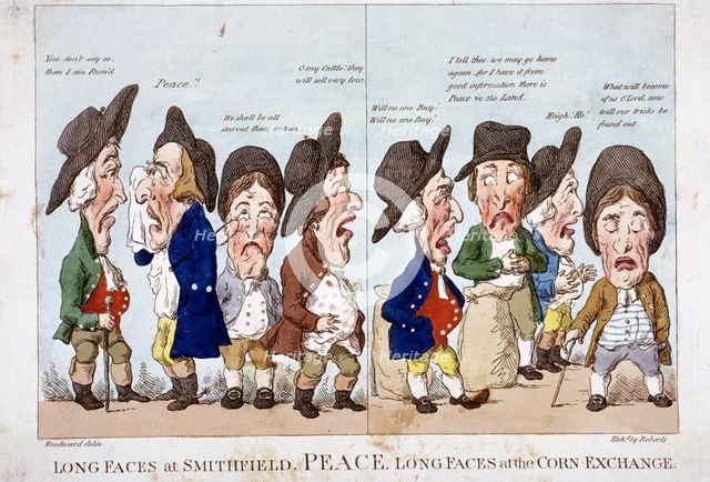 'Men bemoaning peace', Corn Exchange, London, 1815. Artist: Piercy Roberts