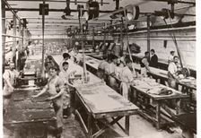 Men breaking toffee, Mackintosh Factory, Halifax, West Yorkshire, 1912