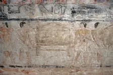 Men carrying a chest relief, Mastaba of Mereruka, Saqqara, Egypt, Old Kingdom, 2340 BC (2003). Creator: Unknown