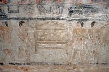 Men carrying a chest relief, Mastaba of Mereruka, Saqqara, Egypt, Old Kingdom, 2340 BC (2003). Creator: Unknown