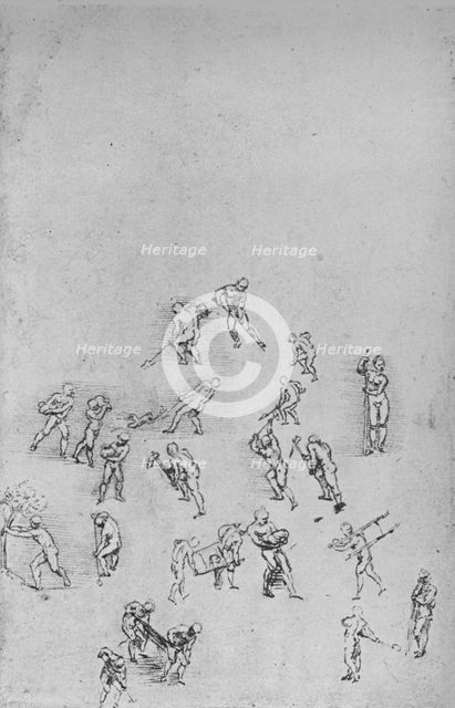 'Men Digging, Carrying Earth, Etc.', c1480 (1945). Artist: Leonardo da Vinci.